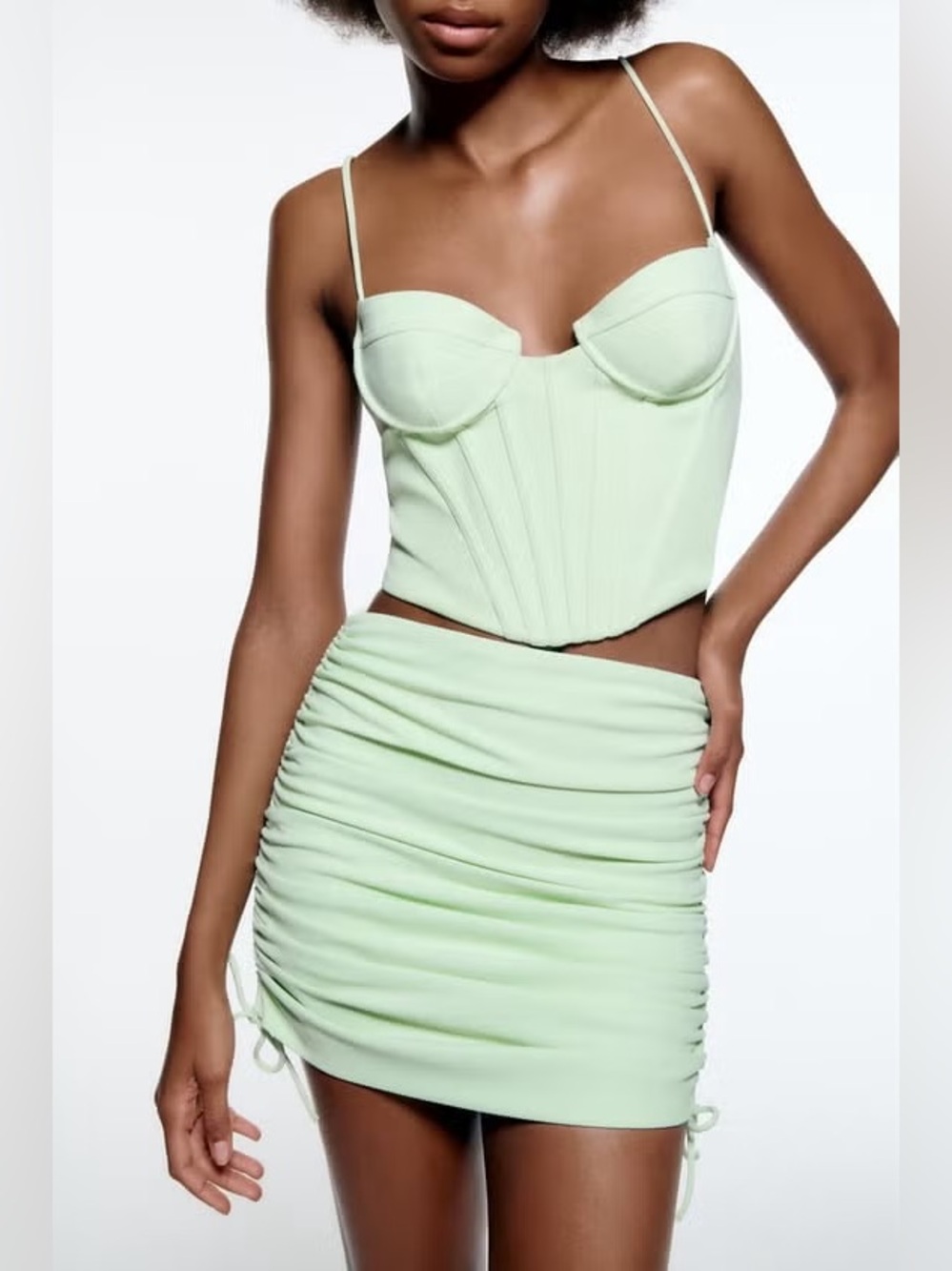 Zara Corset Bustier Crop Top Mint Green - Picture 14 of 16